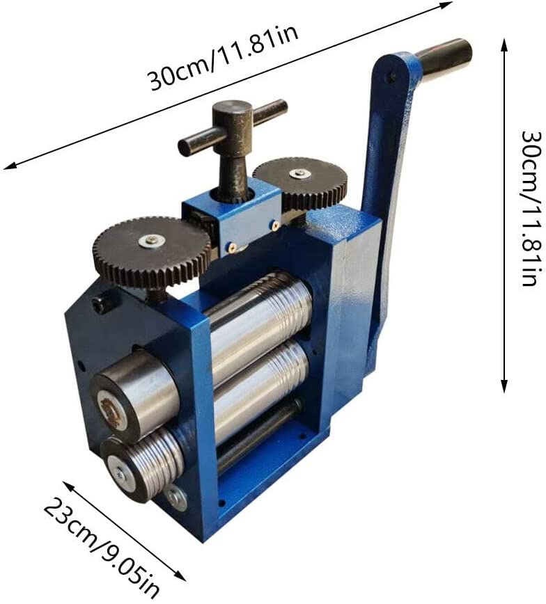 Commercial Metal Wire Manual Combination Rolling Mill Machine,3 inch 75mm Roller Jewelry Press Making DIY Tool,for DIY Jewelers Craft Professional,Steel Jewelry Tools &amp; Equipments,Blue image 1