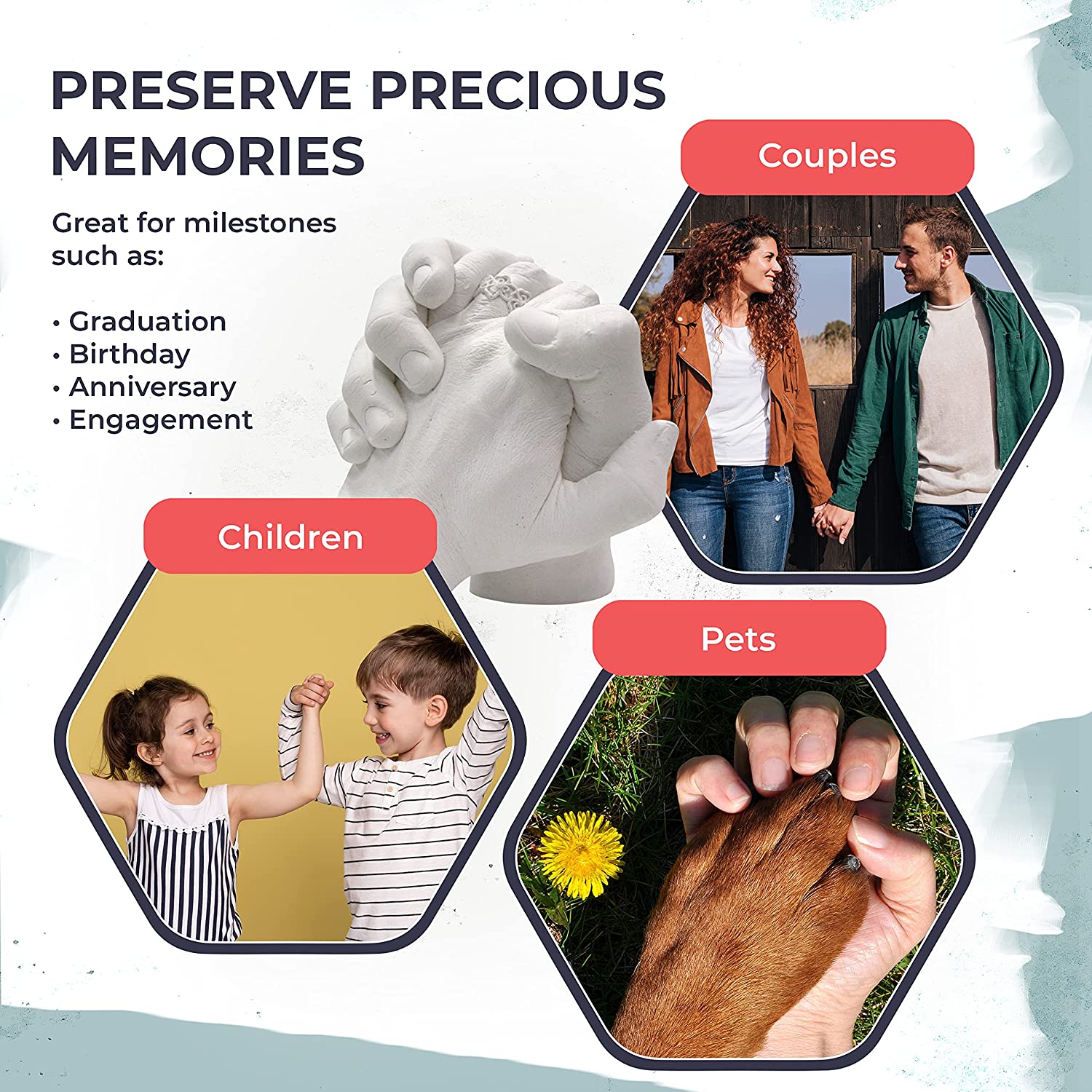 Hand Casting Kit - Complete Hand Molding with Plaster, Bucket, Gloves, Finishing Tools, Display Stand, Instructions &amp; More! - Hand Mold Kit Couples &amp; All Ages Can DIY to Preserve Sculpture Memories image 5