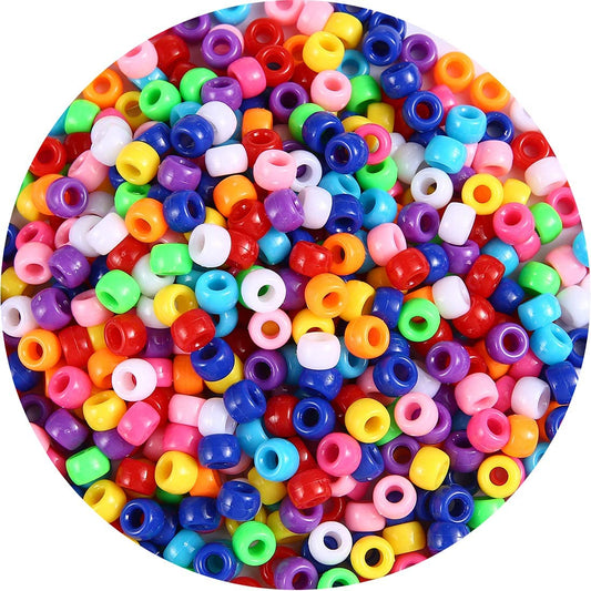 1000+ pcs Pony Beads, Multi-Colored Bracelet Beads, Beads for Hair Braids, Beads for Crafts, Plastic Beads, Hair Beads for Braids (Medium Pack, Classic) image 0