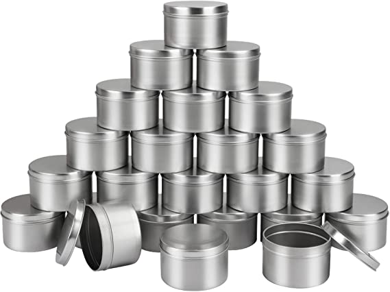 Moretoes 24 Pack Candle Tins 8oz Round Metal Tins with Lids for Candle Making, Arts Crafts, Storage image 0