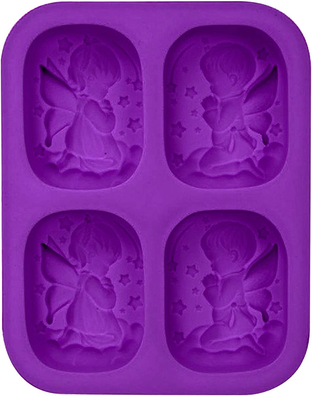 WANDIC Silicone Soap Mold, 4-Cavity 3D Angel Mold Homemade Soap Mold Soap Making Supplies for DIY Soap Candle Resin Crafts image 0