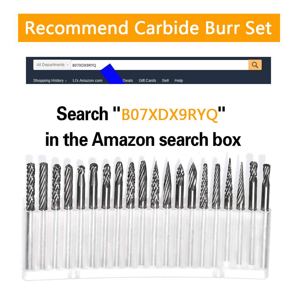 QLOUNI 20pcs Rotary Bit Burrs Set HSS Tungsten Carbide Wood Milling Burrs with 1/8’’(3mm) Shank for DIY Woodworking, Carving, Engraving, Drilling image 6