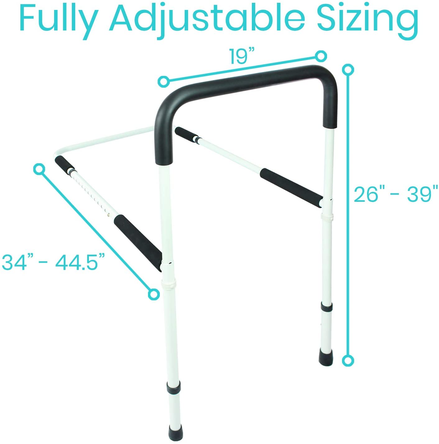 Vive Bed Assist Rail - Adult Bedside Standing Bar for Seniors, Elderly, Handicap, Kid - Fit King, Queen, Full, Twin - Adjustable Fall Prevention Safety Handle Guard - Long Hand Bedrail Grab Bar Cane image 4