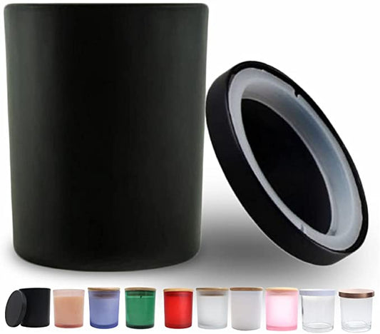 10 Oz Candle Jars for Making Candles - Candle Jars with lids - Candle Making Supplies- Candle Vessels - Candle containers (Set of 6 Jars and 6 lids) Black Matte Candle Jars image 0