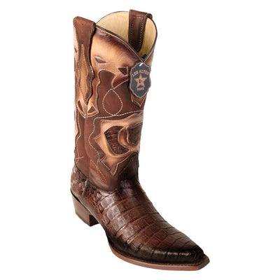 LOS ALTOS BOOTS MENS #94R8216 SNIP TOE | GENUINE CAIMAN BELLY BOOTS | COLOR FADED BROWN image 0