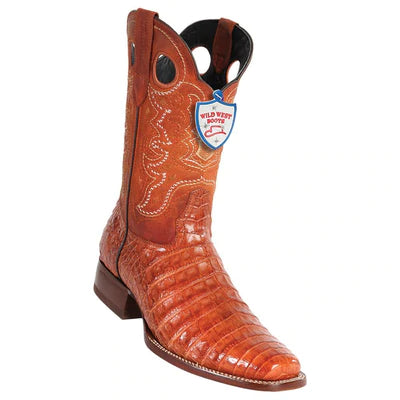 WILD WEST BOOTS #28188203 MEN'S | COLOR COGNAC | MEN'S WILD WEST SQUARE TOE CAIMAN BELLY BOOTS HANDCRAFTED image 0