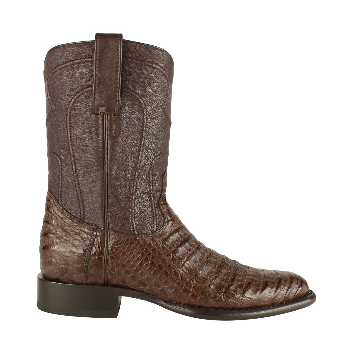 Los Altos Boots Mens #698207 Roper Style | Caiman Belly Boots Handcrafted | Color Brown image 1