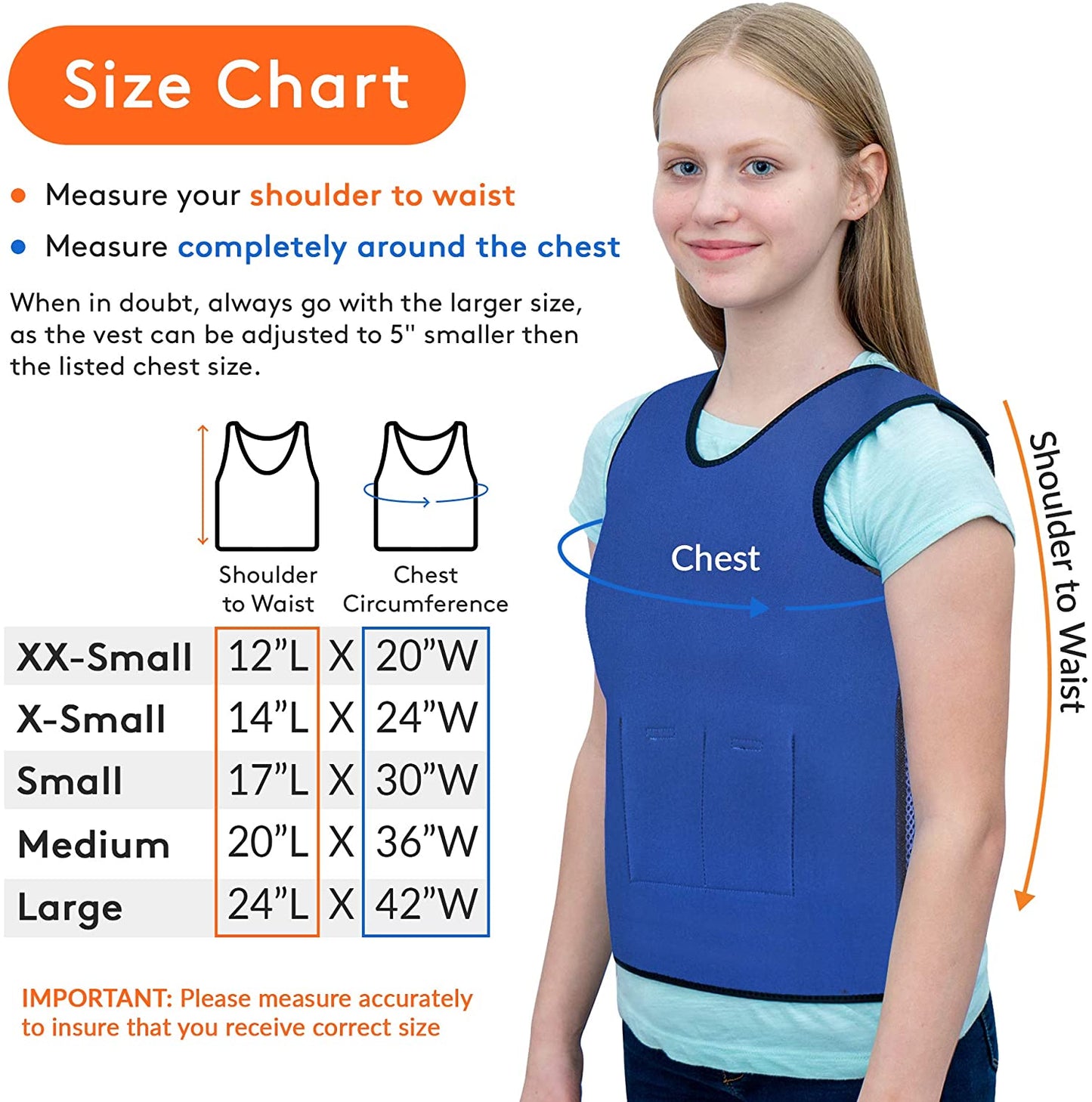 Special Supplies Weighted Sensory Compression Vest for Kids with Processing Disorders, ADHD, and Autism, Calming and Supportive with Adjustable Weight Fit (Small 17x30 inches) image 1