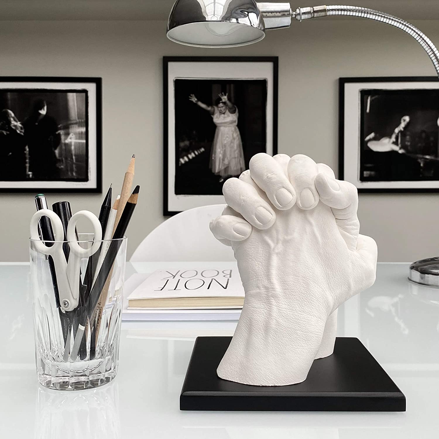 Pendle &amp; Birdie Hand Casting Kit - A Complete Premium Craft Gift to Create a Two-Hand Couples Sculpture Keepsake. Large Kit incl. an Elegant Stand, Plaster &amp; Colour Changing Alginate image 1