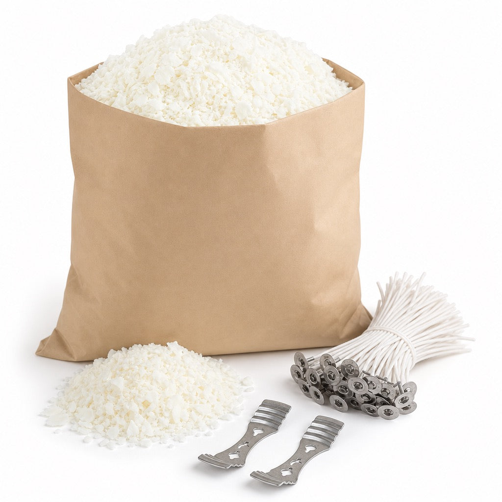Natural soy wax candle making kit with wicks and centering tools