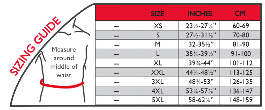 227 Lumbar Support Brace Sizing Chart | Great Pair Store