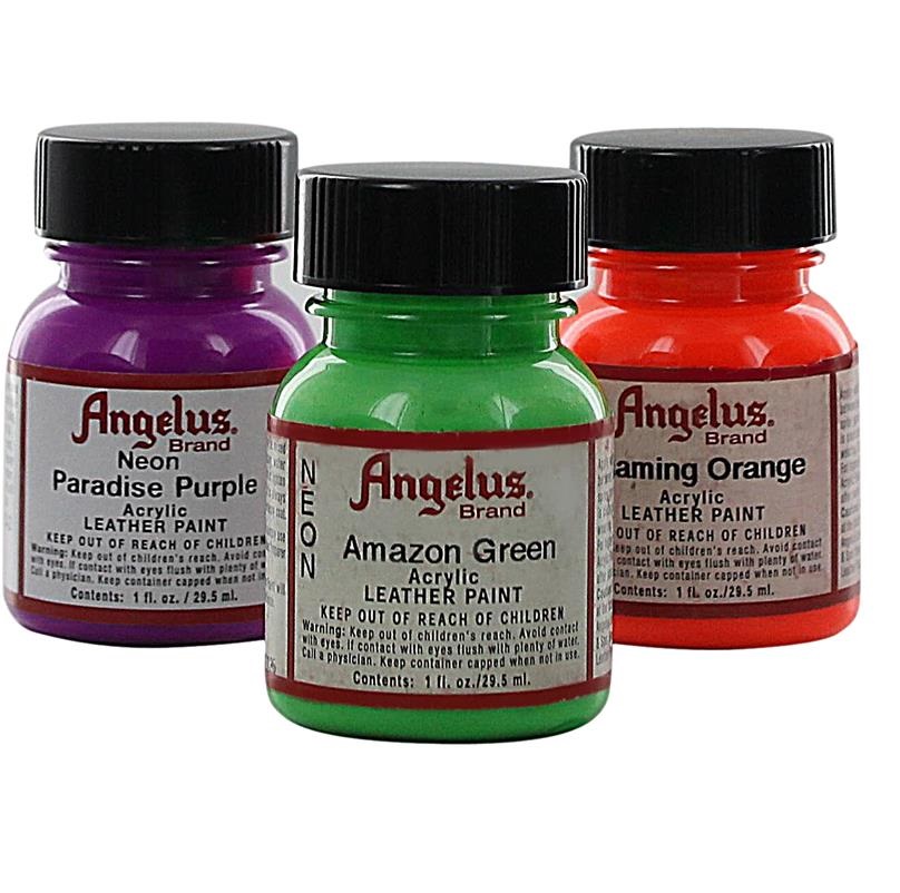 Angelus 4oz Neon Leather Paint 6 Pack Starter Kit Set For Paint, Shoes,  Boots, Jackets, Shirts, Art, Crafts, & More