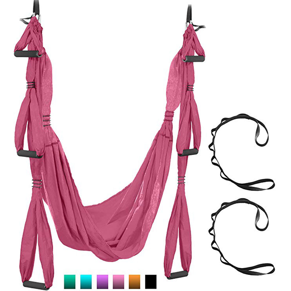 Aerial Yoga Swing Set - Yoga Hammock - Aerial Trapeze Kit + 2 Extension  Straps & eBook - Large