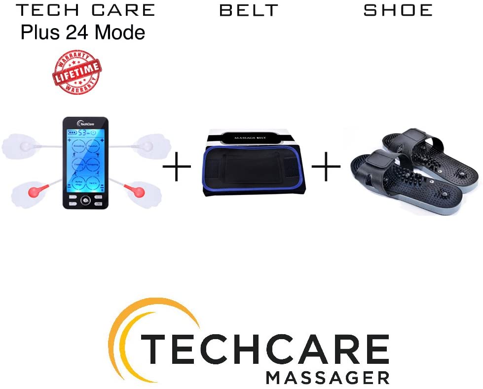 TechCare Plus 24 Modes Tens Unit Massager Rechargeable Unit Electric  Complete Set + Massage Belt + Reflexology Shoes Back Neck Pain