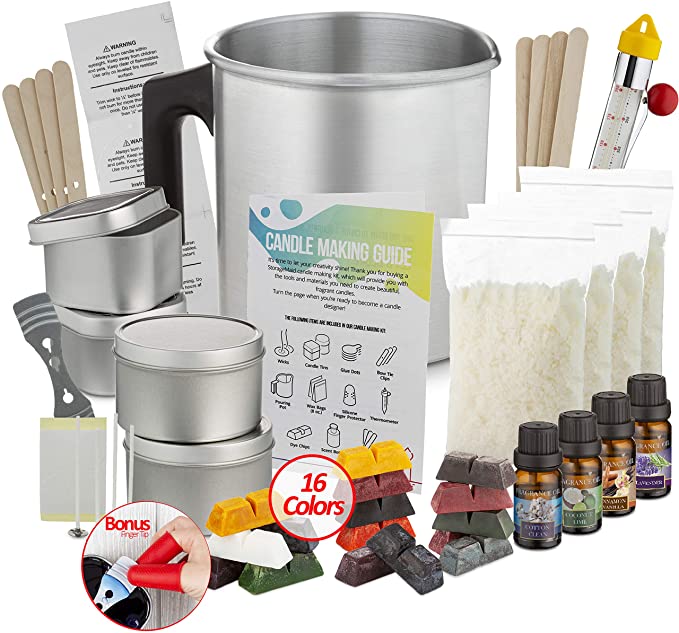 Etienne Alair Candle Making Kit - DIY Scented Candles Kit for Soy Candle  Making, Set Includes: 2Lb Wax, 16 Color Wax Dye, 4 Fragrance Oils, and 4  Tins
