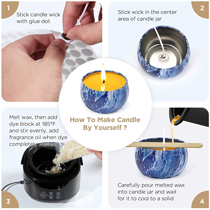 Candle Making Kit, Beeswax Candle Making kit for Adults, Candle Making  Supplies with Non-Stick Pot and 4OZ Tin, DIY Full Flameless Wax Melter for  Candle Making.