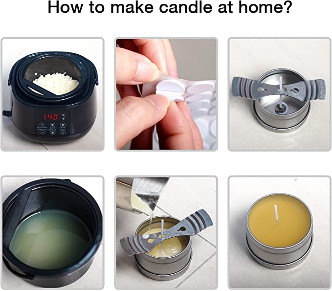 Wax Melter Candle Making Kit Jar Tin Electric Heat Pot Thermometer for  Beginners