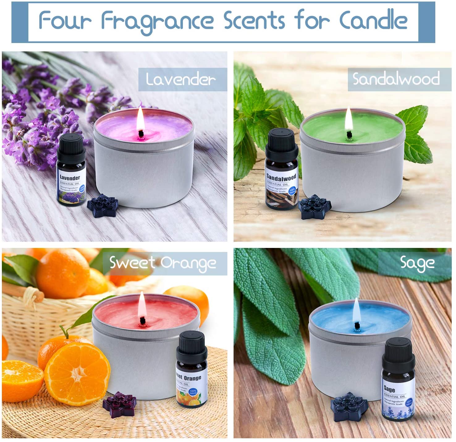 Candle Making Kit – Easy to Make Colored Candle Soy Wax Kit Include Wax,  Rich Scents, Dyes, Wicks, Tins & More