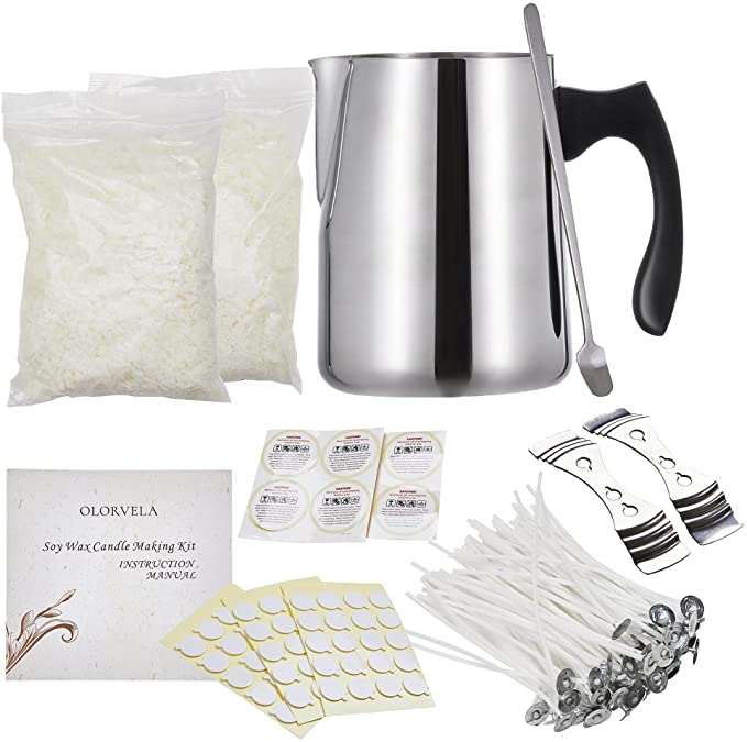 olorvela Soy Candle Making Kit for Adults with Soy Wax Flakes & Candle Wax  Melting Pot, Candle Making Supplies with Instructions