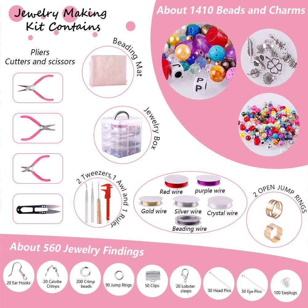 DIY Crafts Necklace Repair Kit with Jump Rings, Clasps and Earring