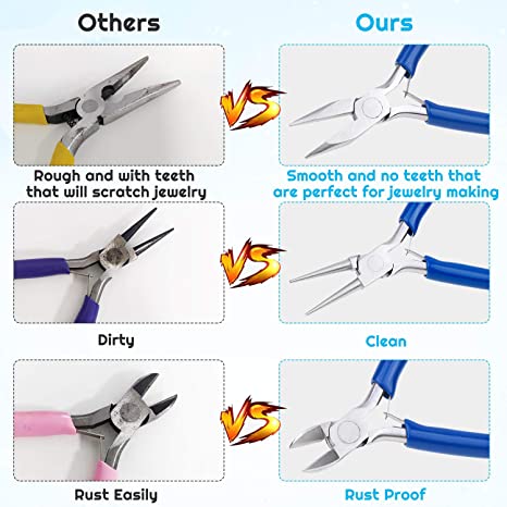Flat Nose Pliers Nylon Jaws Wide Tips Wire Wrapping Jewelry Making Plier  5-1/2