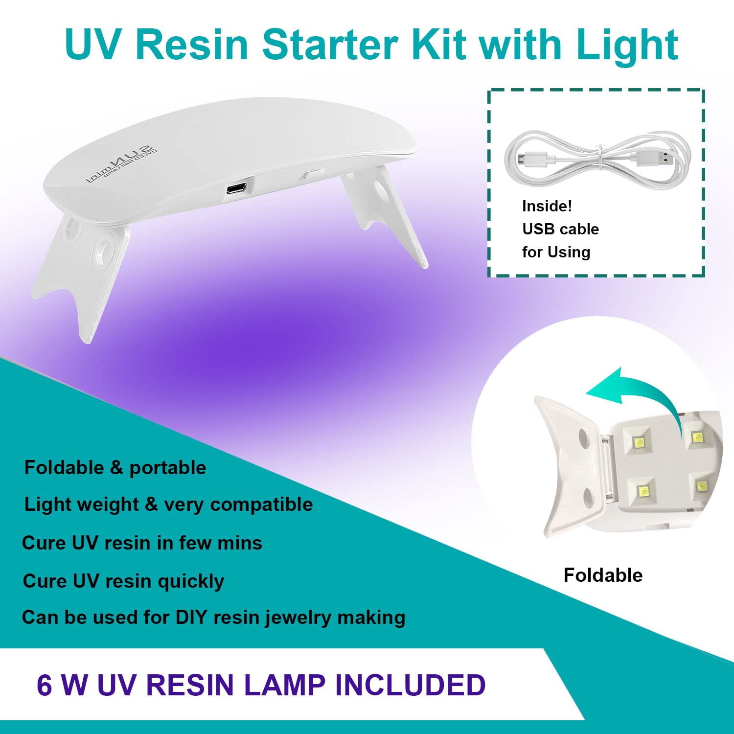 UV Resin Kit with Light -100g Upgraded Crystal Clear Hard for UV