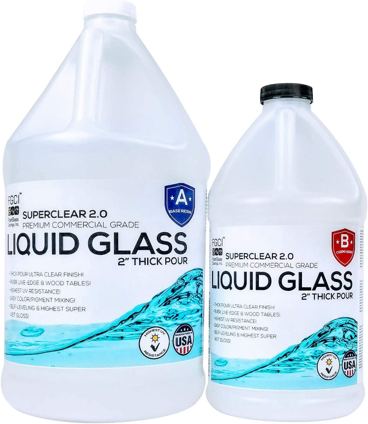 Deep Pour Epoxy Resin Kit Crystal Clear Liquid Glass, Super Colors Pigment  Bundle 2-4 inch 3 GL Resin Kit - Self Leveling, Clear Resin Epoxy, Epoxy