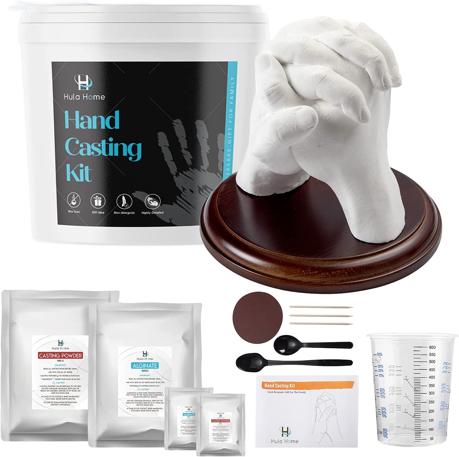 Hand Casting Kit for Couples or Family | Mounting Plaque Included | DIY  Plaster Hand Mold Keepsake Sculpture Kit Gifts for Her, Kids, Weddings