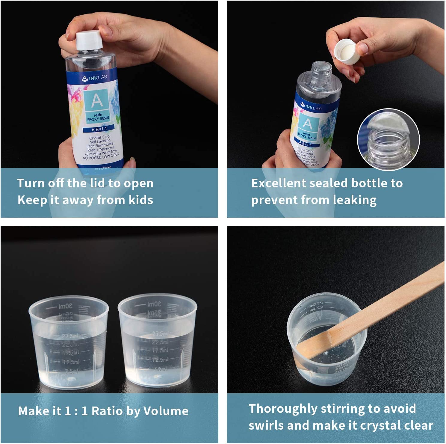 Epoxy Resin Kit 3:1 Crystal Clear Hardener with Tools Easy Mix DIY Supplies  Crystal Clear Hardener with Tools 3:1 Easy Mix 3:1 DIY Supplies for Art  Casting Resin Jewelry Projects Epoxy Resin
