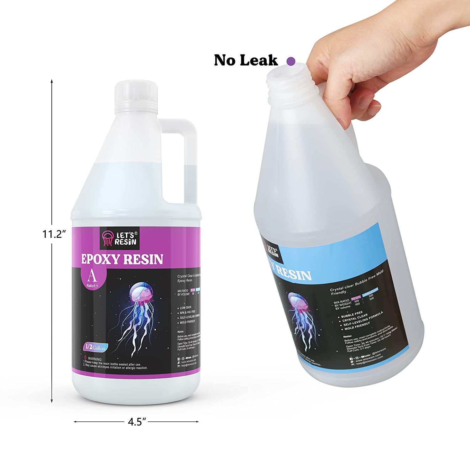 FUHITIM Epoxy Resin 2 Gallon - Crystal Clear Epoxy Resin Kit -  Self-Leveling, High-Glossy, No Yellowing, No Bubbles Casting Resin Perfect  for Crafts, Table Tops, DIY 1:1 Ratio