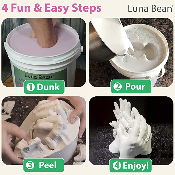 Luna Bean Keepsake Hands Casting KIT - Family Hand Molding, Clasped Group  Hand Sculpture KIT & Molding KIT - Crafts for Adults & Kids DIY (Cast up to  6 Hands)