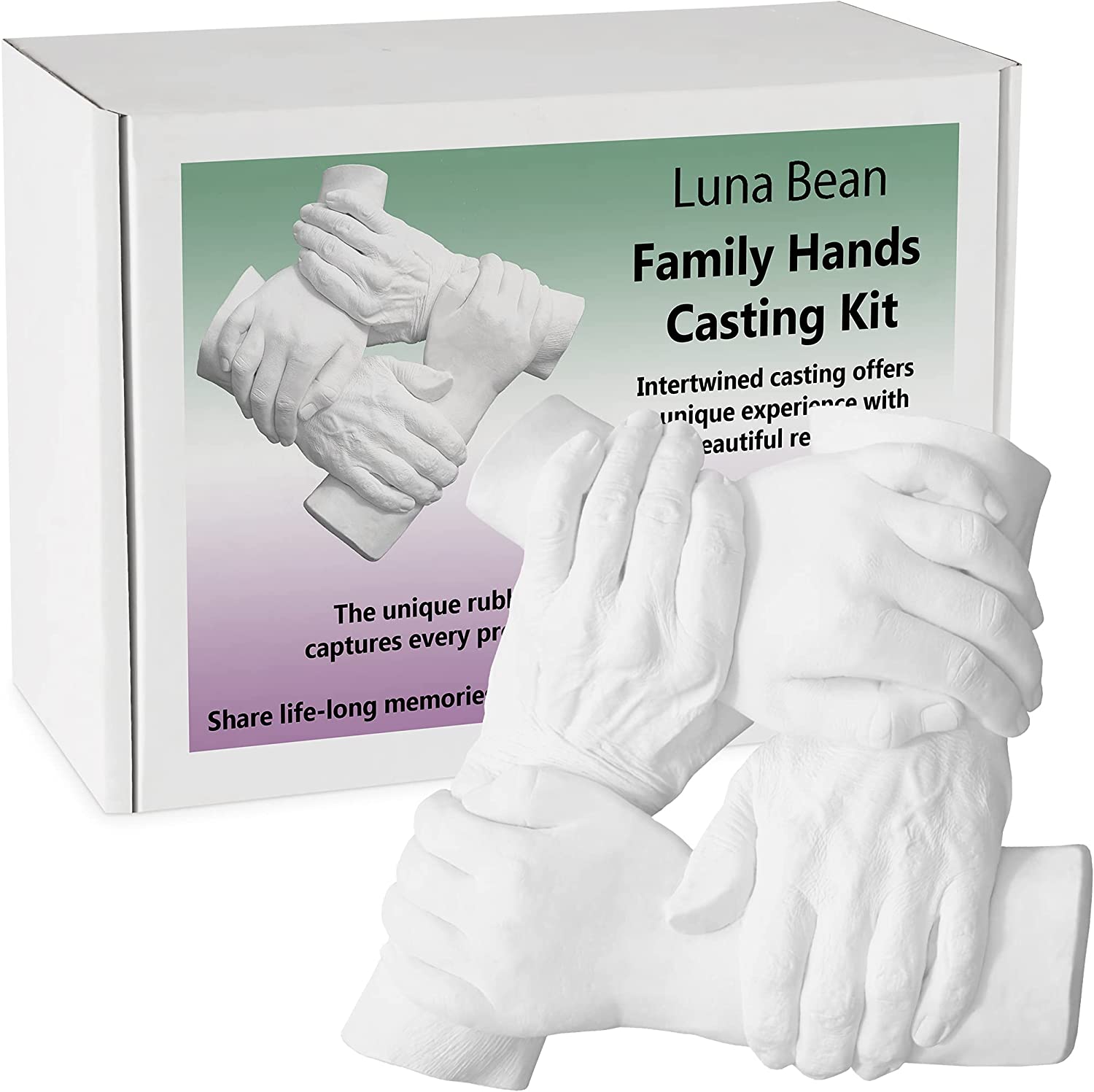 Luna Bean Intertwined Family Size Plaster Hand Mold Casting Kit - Perfect  for Adults & Kids DIY Kits - (Cast up to 6 Hands)