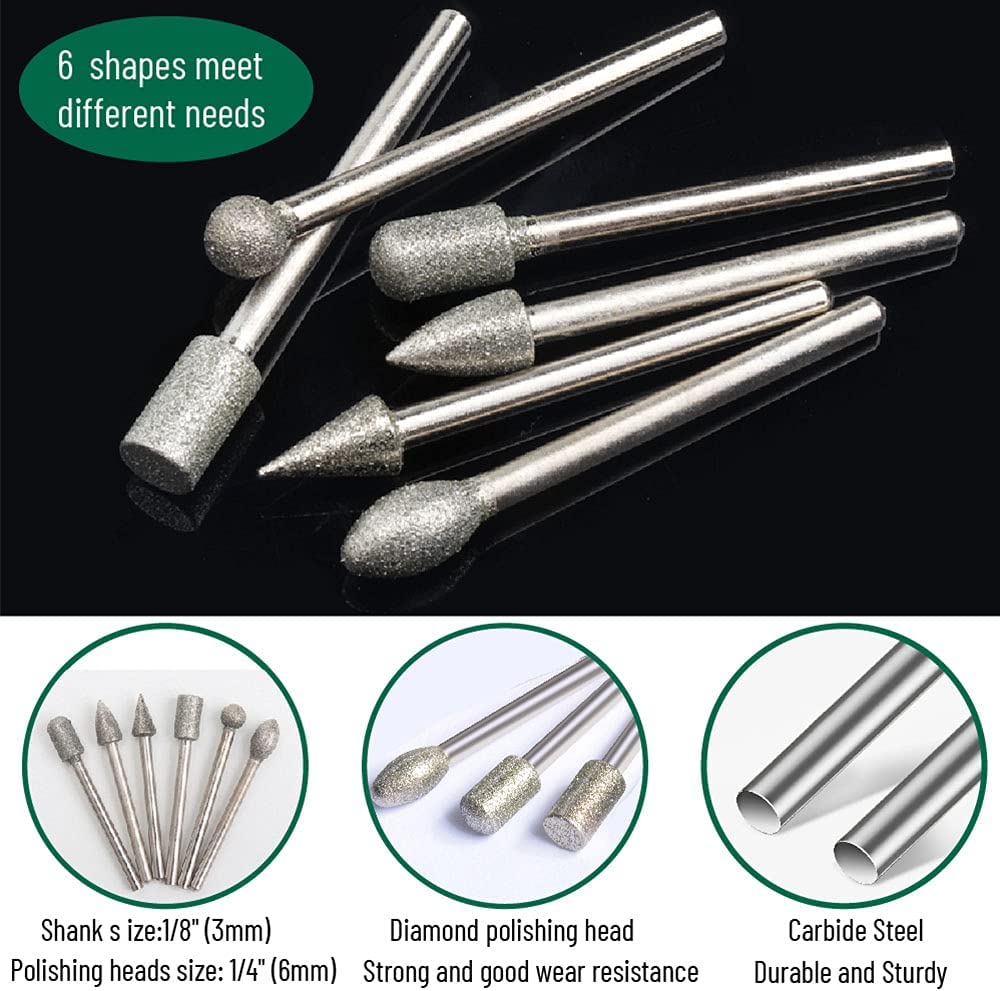 ALLmuis Stone Carving Set Polishing Rotary Tools Diamond Burr Accessories  for Carving/Engraving Stone, Rocks, Jewelry