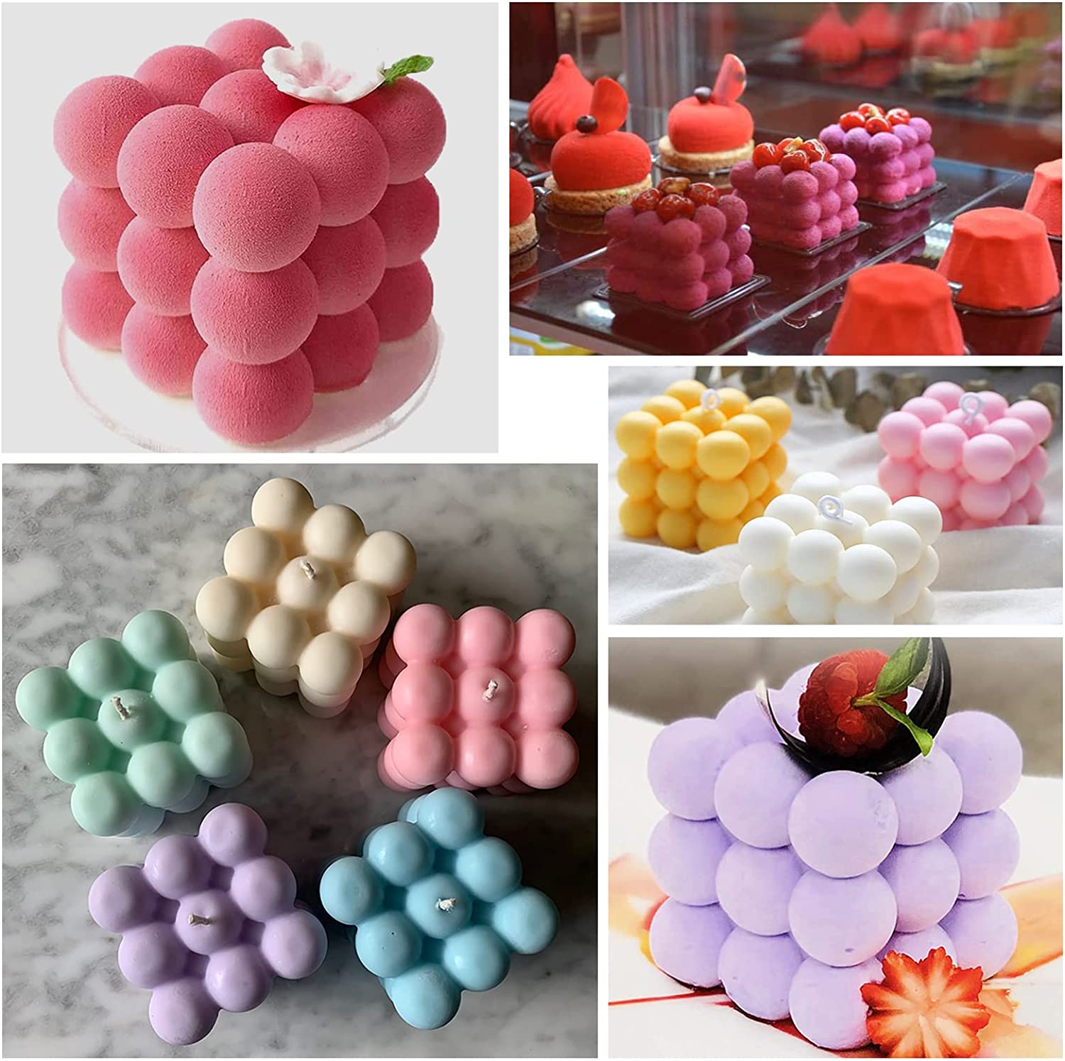 15 Cavity Bubble Candle Mold, Very Cute Silicone Mold with 3 Meter Wick  Roll Included for Candle Making, Soap Mold for Soap Making