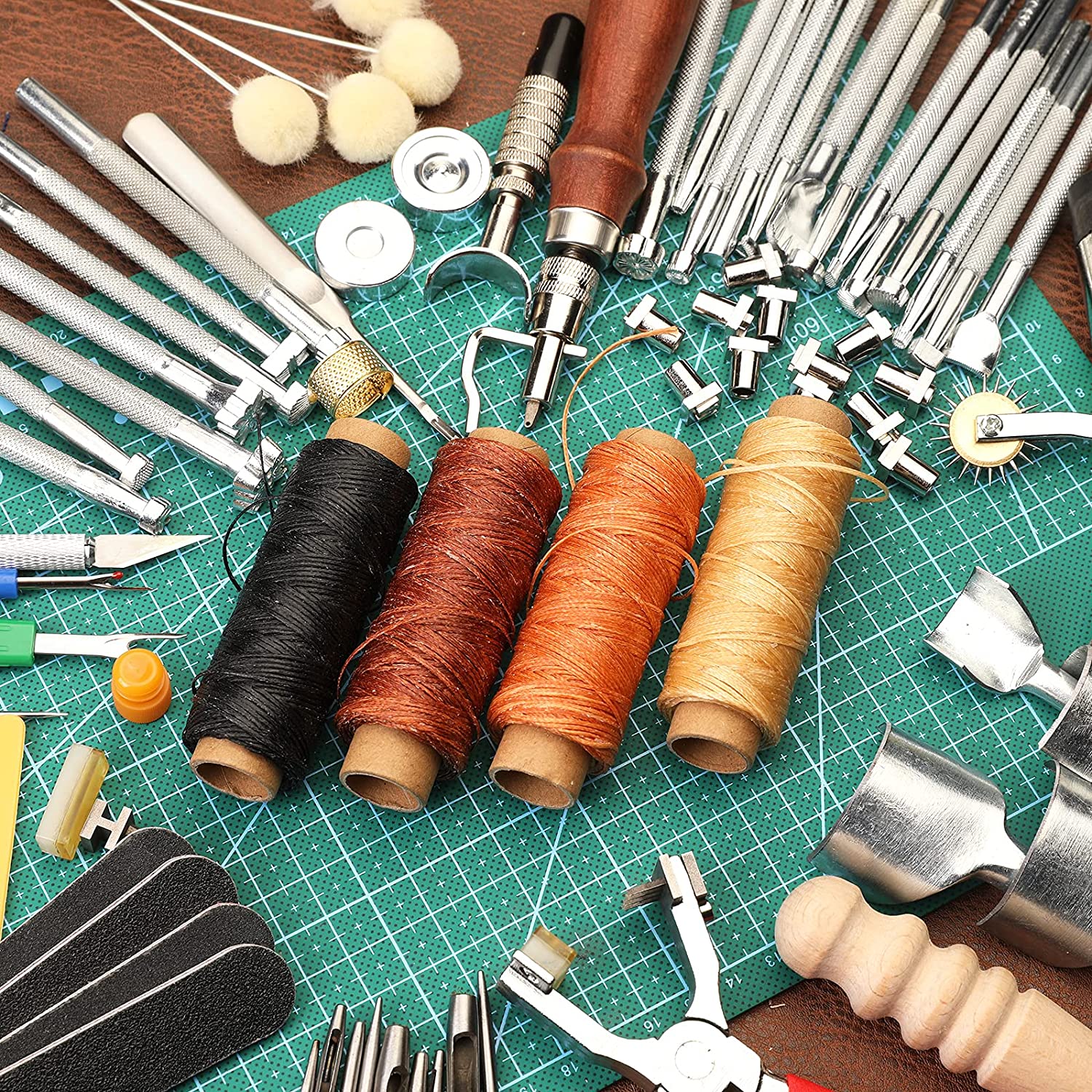 Leather Working Kit for Beginners with Leather Tools Dyes and Leather  Stamps