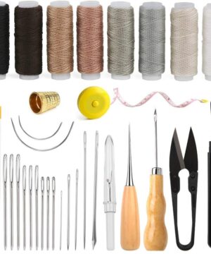 243Pcs Leather Working Tools and Supplies with Instruction, Leather  Stamping Tools, Snaps and Fasteners Kit, Waxed Thread Cord, Cutting Mat,  Leather Tooling Starter Kit for DIY Leather Craft