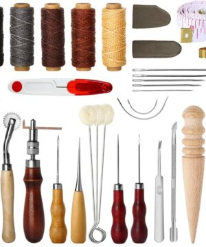 KingTool 275 Pcs Advanced Leather Sewing Tools and Supplies with Carrying Organizer Cutting Mat Stamping Tools Needles Snaps and Rivets Kit Perfect