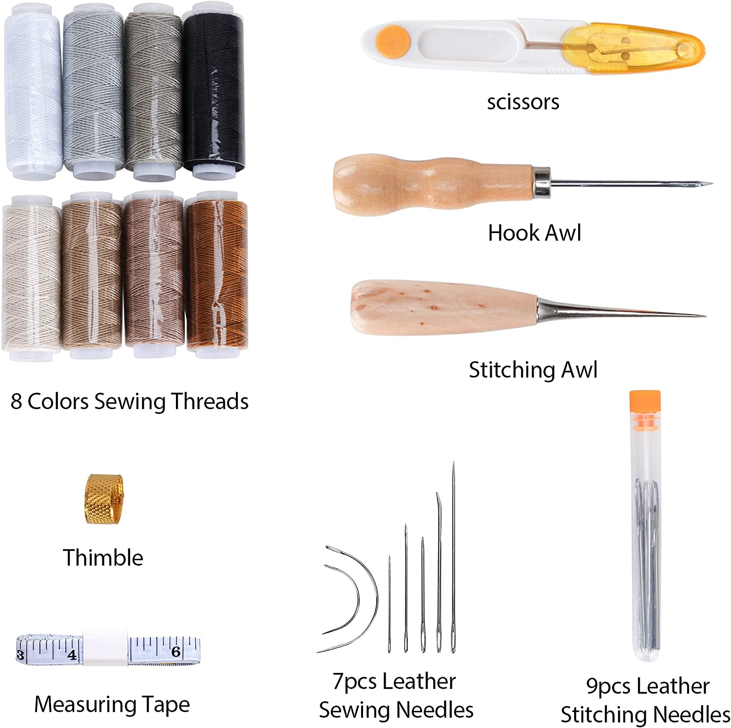 Leathercraft Basic Accessories Tools Kit for Hand Sewing Stitching