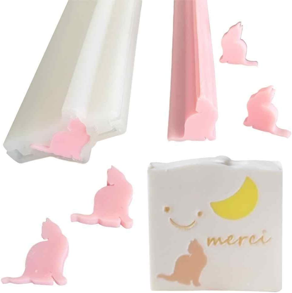 Cat Shaped Long Tube Silicone Soap Mold Kitten Kitty Column Chocolate Candy  Mold Handmade Candle Mold Embed Soap Making Supplies