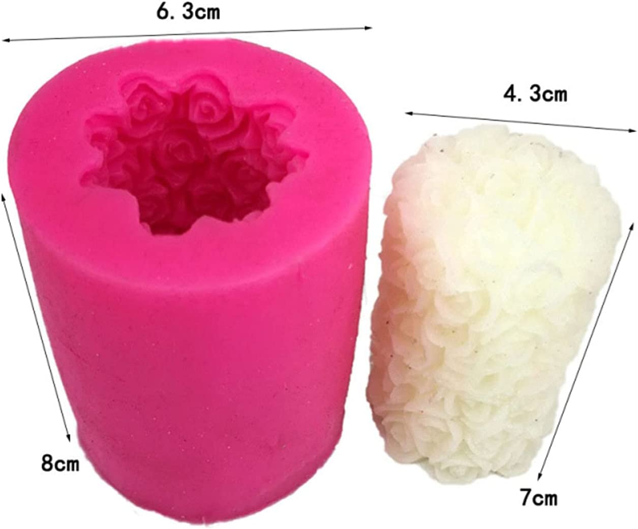 Fewo 2 Pack 3D Rose Candle Molds Cylinder and Sphere Shape Rose Flower Silicone Molds for Making DIY Homemade Beeswax Candles Bath Bomb Mini Soap