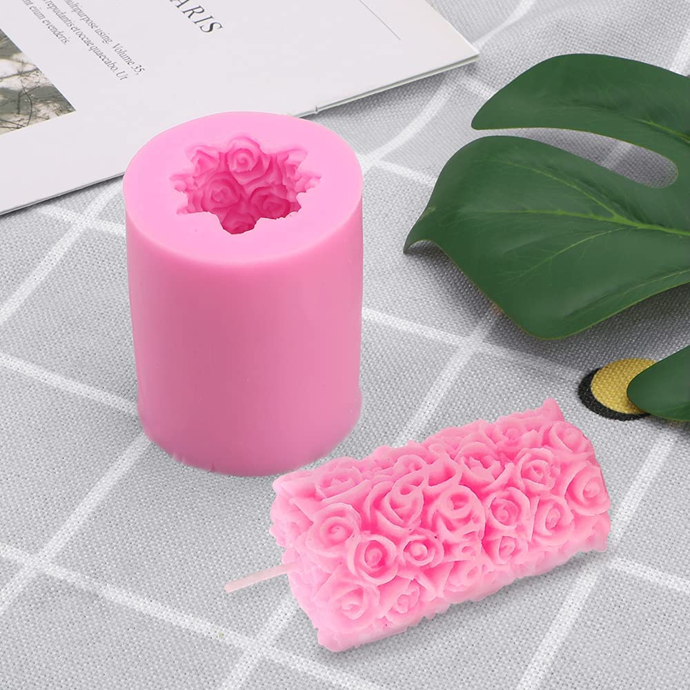 3D Rose Ball Candle Mold - MoldFun Rose Flower Silicone Mould for Fondant, Mini Handmade Soap, Lotion Bar, Wax Crayon, Plaster (Random Color)