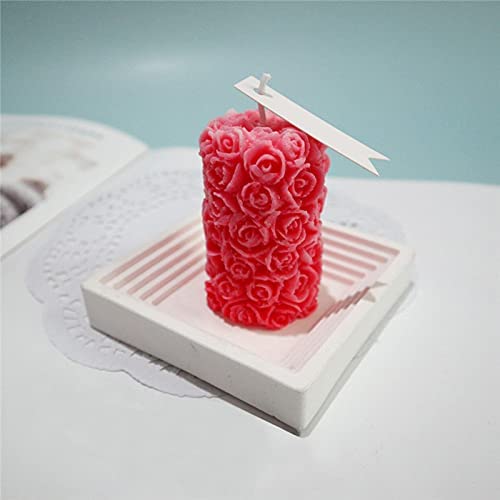 3D Rose Ball Candle Mold - MoldFun Rose Flower Silicone Mould for Fondant, Mini Handmade Soap, Lotion Bar, Wax Crayon, Plaster (Random Color)