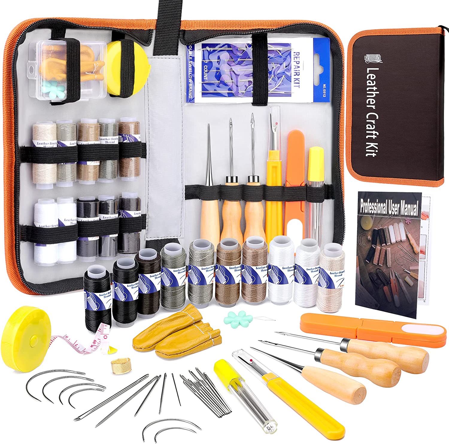 Upholstery Repair Sewing Kit Heavy Duty Sewing Kit With Sewing Awl Seam  Ripper Hand Sewing Stitching Needles Sewing