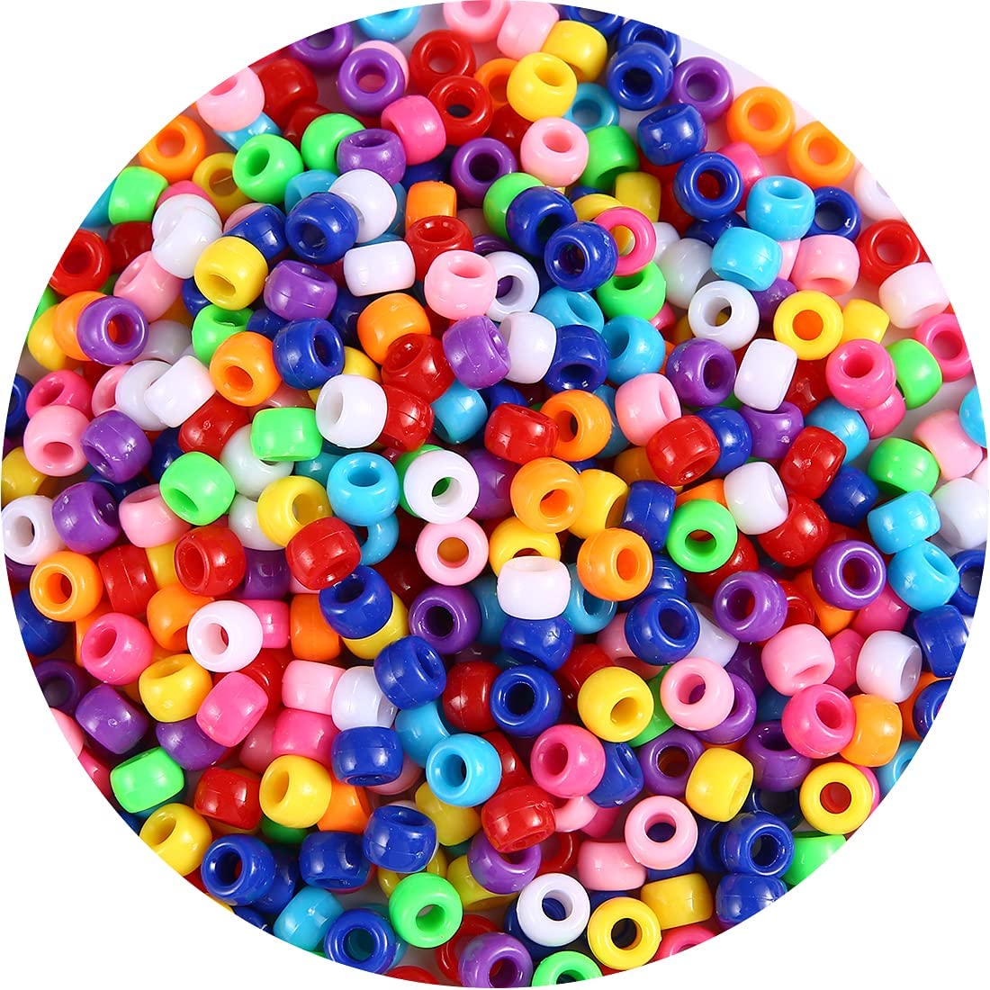 Eppingwin 1000+ Pcs Pony Beads Multi-Colored Bracelet Beads for Hair Braids Crafts Plastic Beads (Medium Pack Classic)