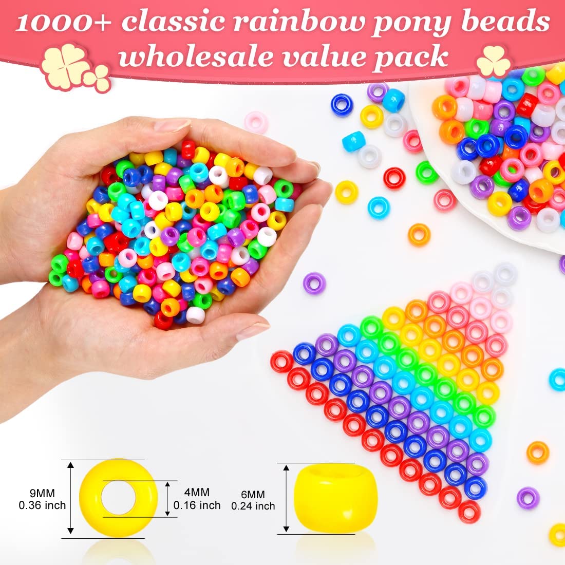 Pony Beads, Multi-Colored Bracelet Beads, Beads for Hair Braids, Beads for Crafts, Plastic Beads, Hair Beads for Braids (Small Pack, Earth Tone)
