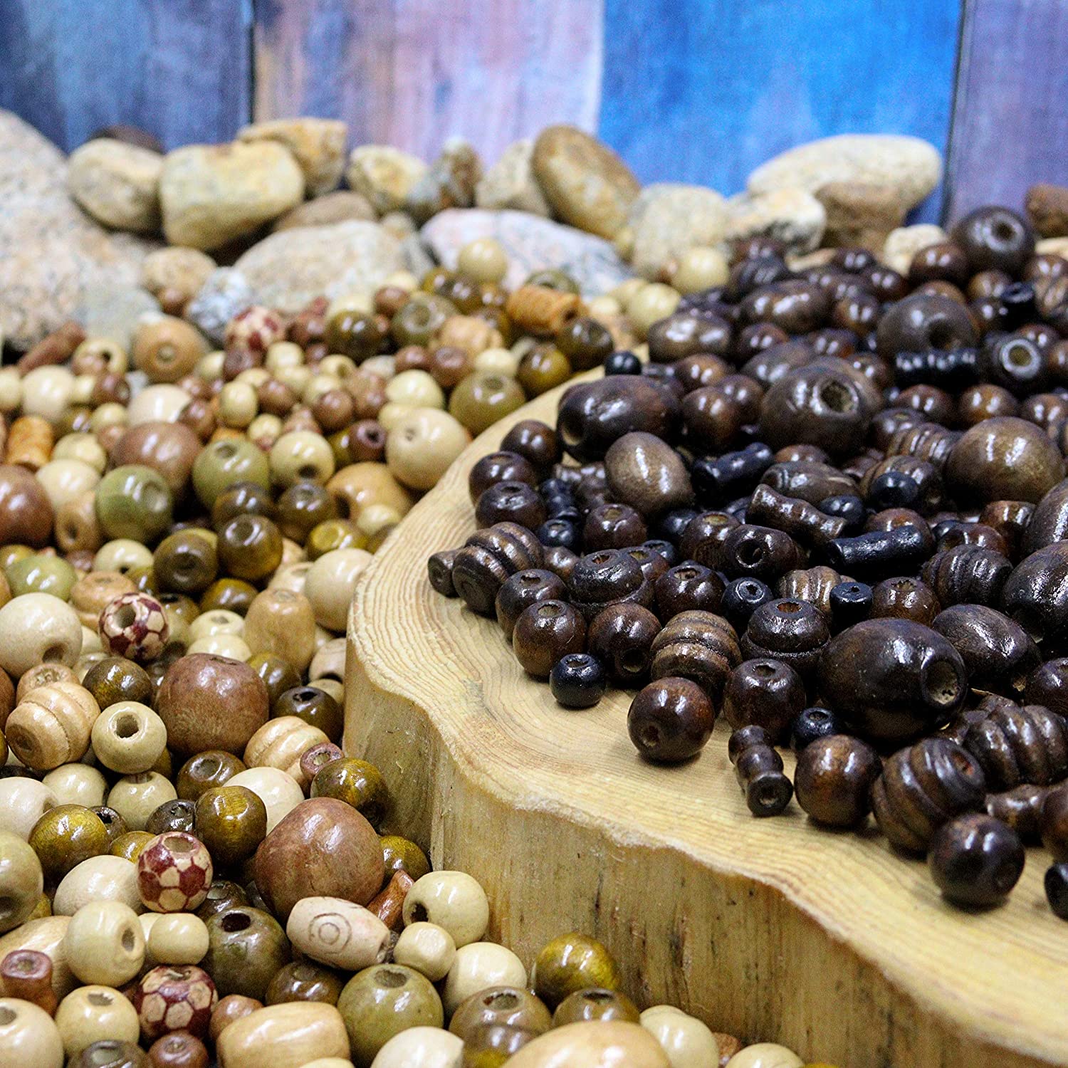 500 Wood Beads for Jewelry Making Adults, Craft Jewelry Wood Beads for Bracelet & Necklace Making