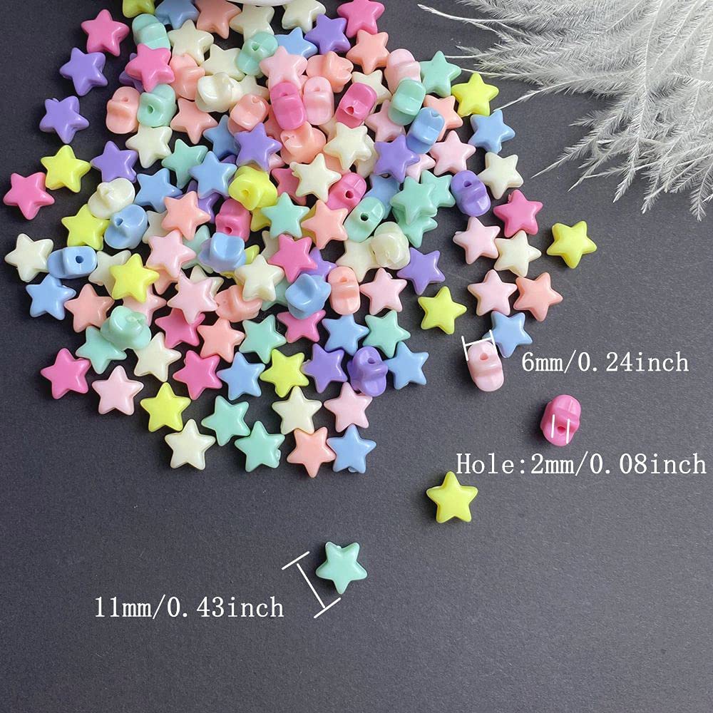 Molain 220Pcs Acrylic Star Beads with 1 Roll of Cord Cute Star Shape  Charming Beads Assorted Multicolor Cool Beads 10mm AB Star Beads for DIY  Jewelry
