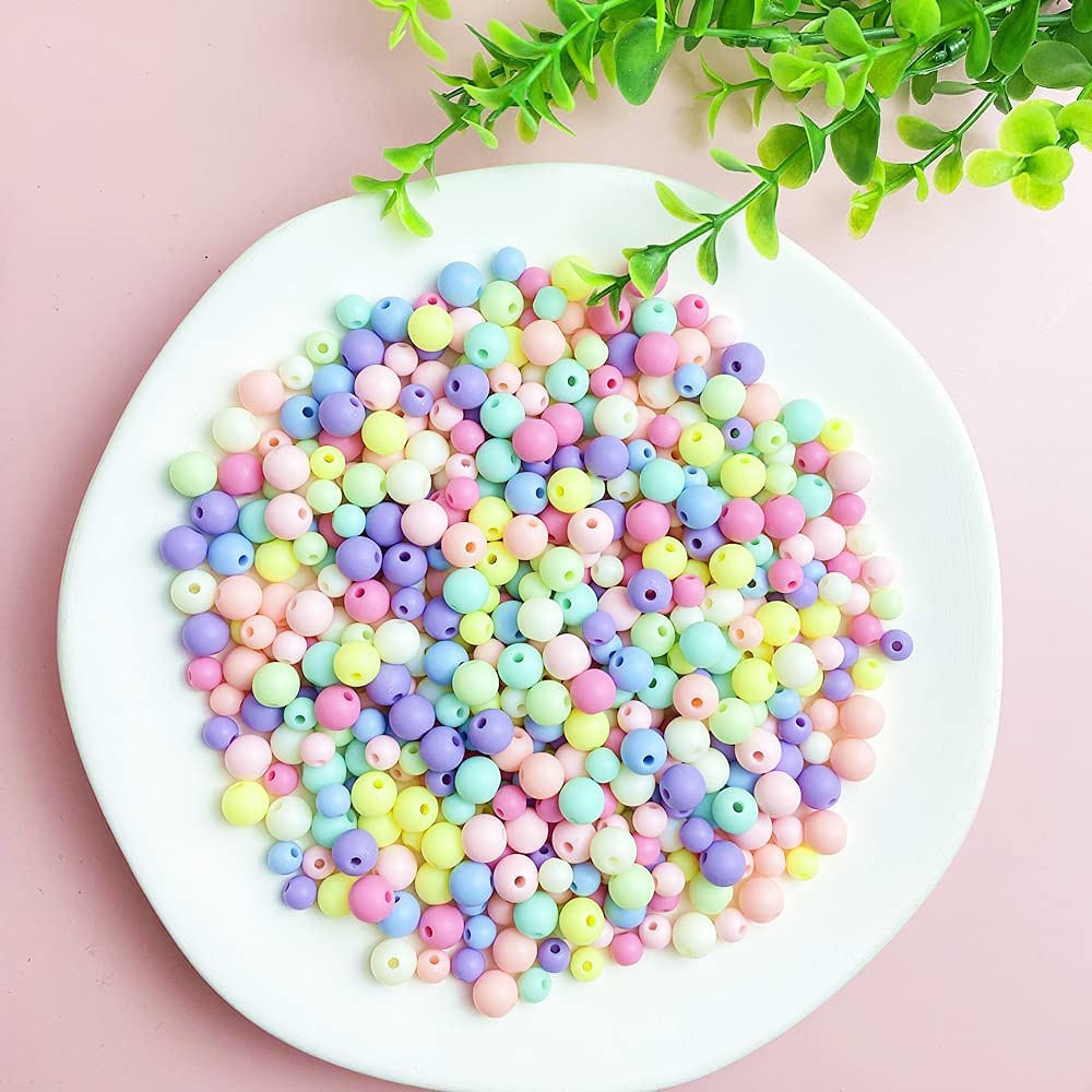 Candy Color Acrylic Round Plastic Pastel Beads Assorted - Temu
