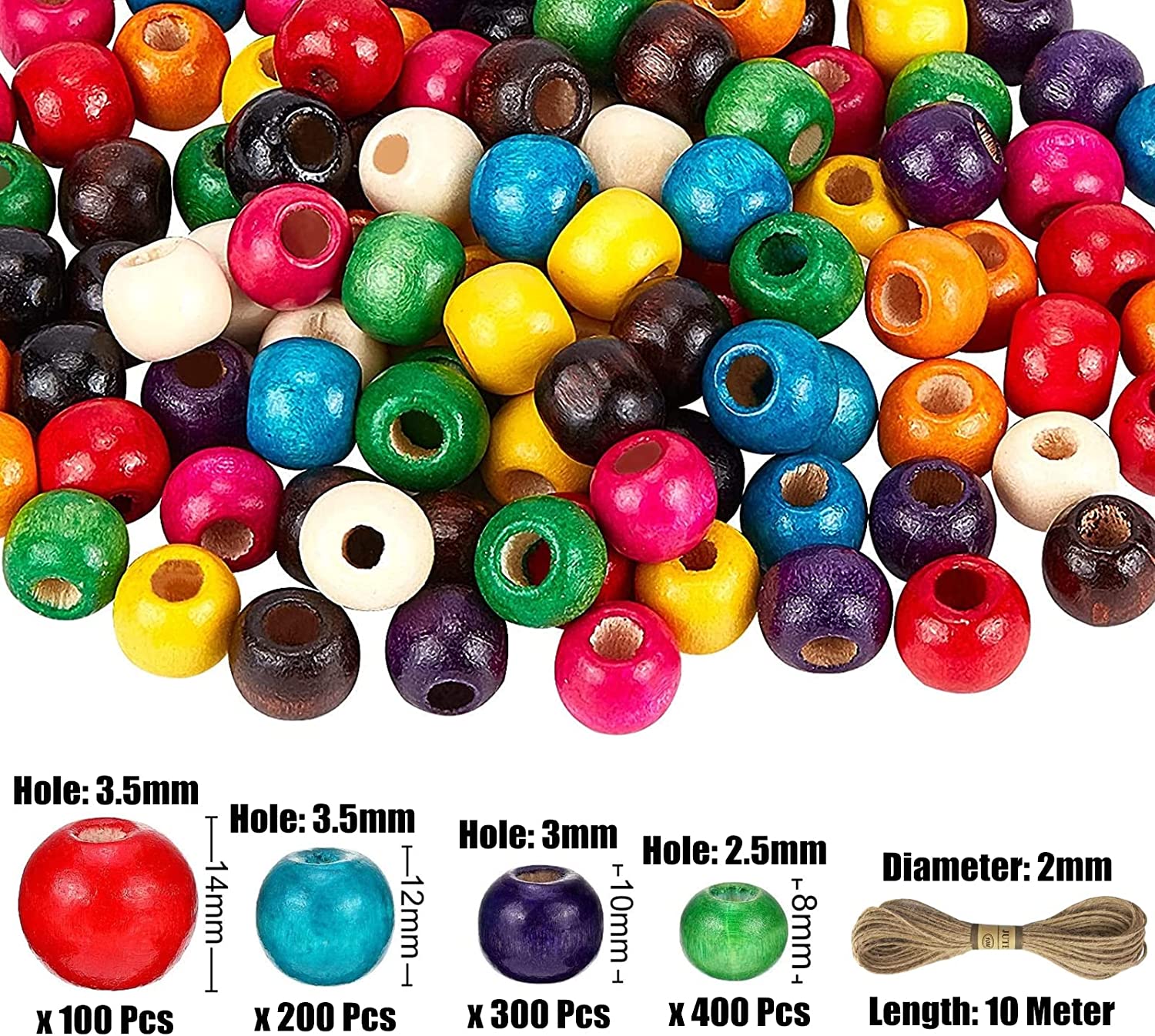 AD Beads Wood Spacer Loose Wooden craft Beads Big Hole Beads
