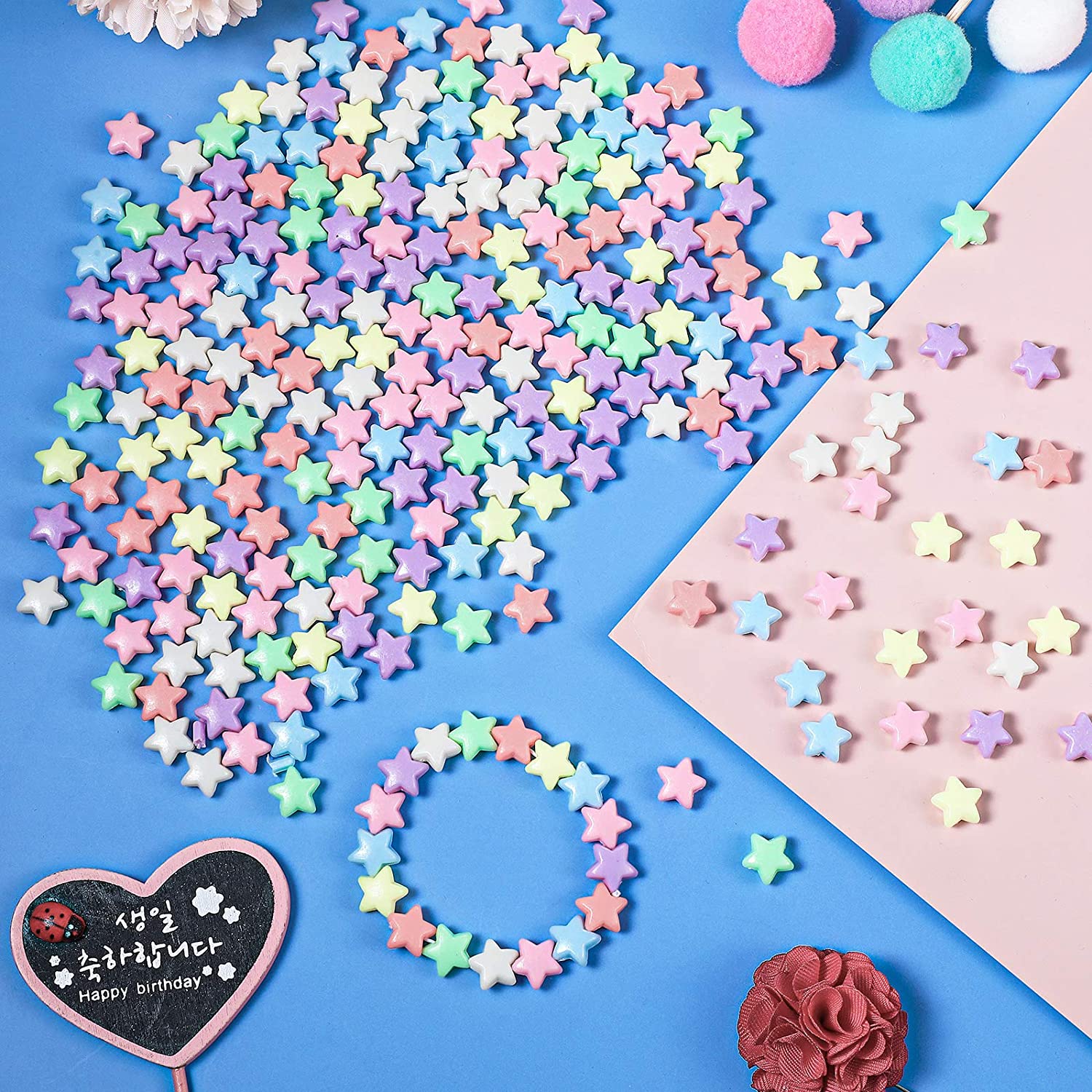 500 Pieces Acrylic Star Beads Assorted Colorful Pastel Star Shape Charming  Beads Spacer for DIY Jewelry Craft Making Necklace Bracelet Supplies
